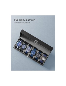 Cutie pentru ceasuri, Songmics, capacitate 6, JWB06BK, Gri - Img 5