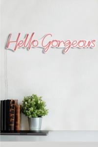 Decoratiune luminoasa LED de perete Hello Gorgeous Roz 74x17x2 cm - Img 5
