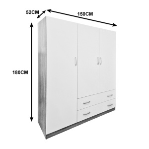 Dulap cu 2 usi, Alvia, Alb, 150x51x180 cm - Img 6