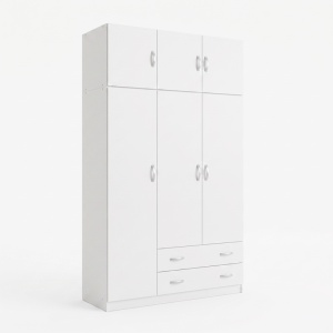Dulap cu 3 usi Alvia, Alb, 150x51x240 cm - Img 3
