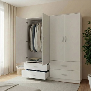 Dulap cu 4 usi, Athos, V14, Alb, 120.5x42x180 cm