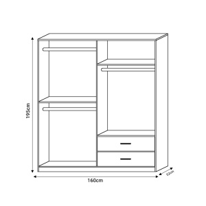 Dulap cu 4 usi Edritte Pako World Nuc deschis 160x52x195 cm - Img 5