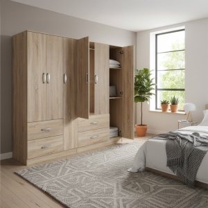 Dulap cu 6 usi, Athos, V16, Stejar, 180x42x180 cm