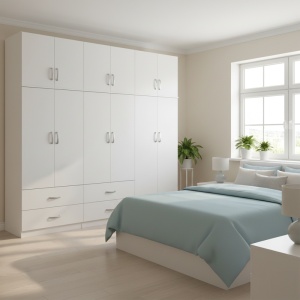 Dulap cu 6 usi, Athos, V29, Alb, 240x42x240 cm