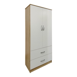 Dulap cu 6 usi, Athos, V29, Alb-Stejar, 240x42x240 cm - Img 2