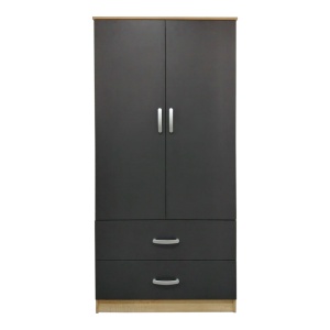 Dulap haine cu 2 usi si sertare Lego Antracit 80x42x180 cm - Img 4