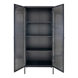 Dulap vitrina Adelaide, Negru, 35x80x180 cm