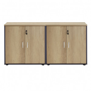 Dulapuri Lotus cu 4 usi in culoarea stejar-gri inchis 160x40,5x80cm - Img 2