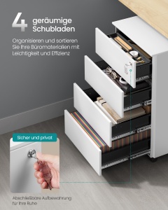 Fiset dulap birou Alb Songmics 39x45x69.4 cm - Img 3