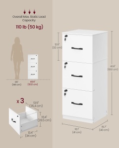 Fiset dulap birou Custos Alb 41x40x103.1 cm - Img 5