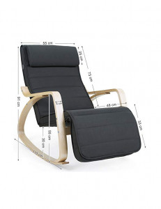 Fotoliu balansoar, Songmics, Gri, LYY10G, 150 Kg, 67 x 115 x 91 cm - Img 4