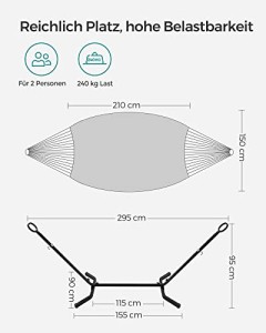 Hamac cu suport, Songmics, Gri, 300x120x93 cm - Img 7