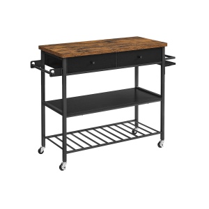 Insula de bucatarie cu roti Vasagle Negru 119x45x91 cm