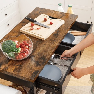 Insula de bucatarie cu roti Vasagle Negru 119x45x91 cm - Img 5