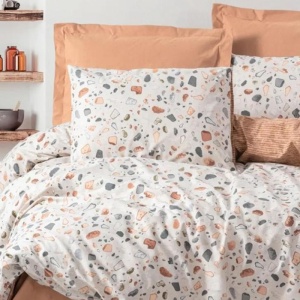 Lenjerie 1 Persoana Oniks Caramel cu elastic 100x200 (Bumbac 100%) - Img 1