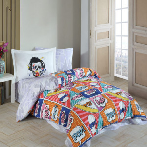 Lenjerie 1 Persoana Wow Multicolor (Bumbac Poplin) - Img 2
