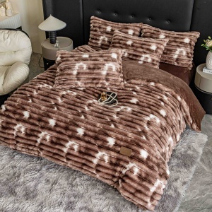 Lenjerie cocolino cu Elastic 180x200 Liny V11 Marmura Brown (Cocolino)