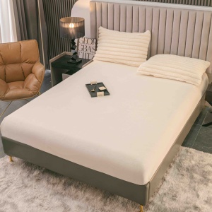 Lenjerie cocolino cu Elastic 180x200 Liny V7 Crem (Cocolino) - Img 3