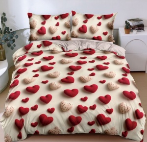 Lenjerie cu Elastic 180x200 Valentines (Bumbac Satinat)