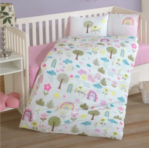 Lenjerie Patut Bebe Sun Flower Roz (Bumbac 100%)