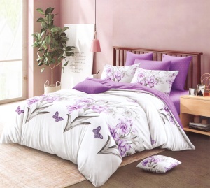 Lenjerie pentru 1 persoana Butterfly Viola 4 piese (Finet)