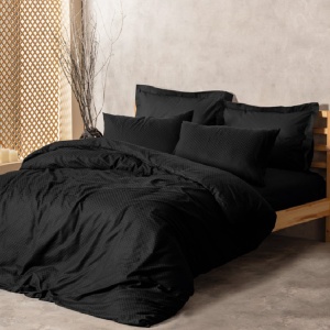Lenjerie Plaid Negru (Bumbac 100%)