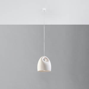 Lustra suspendata Bukano din ceramica Alb 25x25x126 cm - Img 2