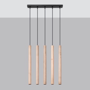 Lustra suspendata Pastelo din lemn, Natural 45x5x103 cm - Img 2