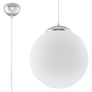 Lustra suspendata Ugo Argintiu 40x40x130 cm