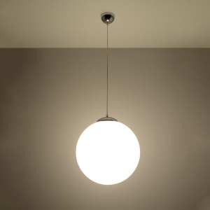 Lustra suspendata Ugo Argintiu 40x40x130 cm - Img 3