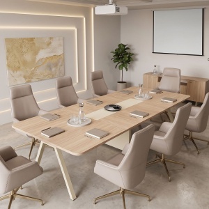 Masa conferinta birou Azari, Bej, 240x120x75 cm