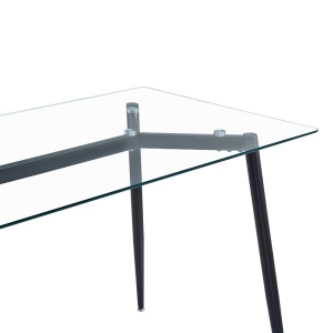 Masa dining Quana, Pako World, Sticla, Picioare negre, 120x70x75 cm - Img 5
