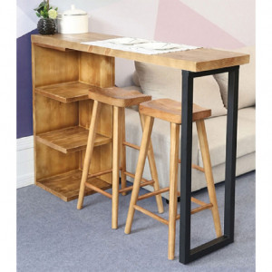 Masa pentru bar, Pako Word, Collins, lemn natural de pin, 35mm, 139 x 29 x 90 cm - Img 3