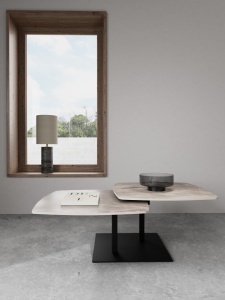 Masuta de cafea Carballo, Gri, 40x122x70 cm