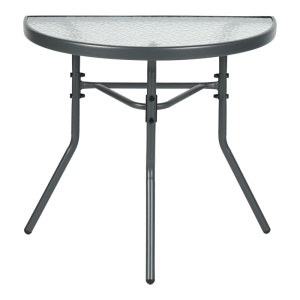 Masuta de cafea de gradina consola semicerc, Bion, Gri inchis, 70x40x65 cm - Img 2