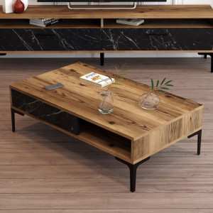 Masuta de Cafea Istanbul - Walnut, Negru Marble - Img 2