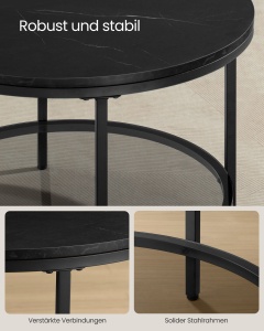 Masuta de cafea Vasagle Negru 65x65x46 cm - Img 5