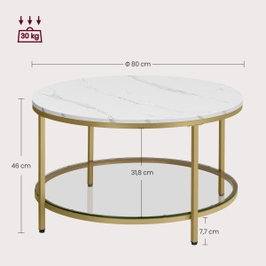 Masuta de Cafea, Vesta, Alb, 80x80x46 cm - Img 5