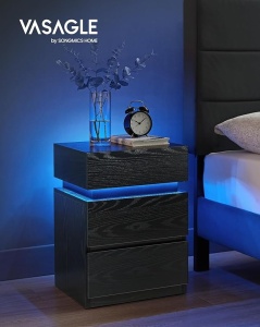 Noptiera cu LED Vasagle Negru 40x35x55 cm - Img 4