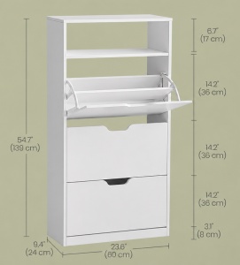 Pantofar Alb Vasagle 60x24x139 cm - Img 4