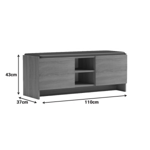 Pantofar bancheta cu depozitare, Zulla, Gri, 110x37x43 cm - Img 7