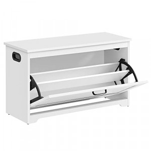 Pantofar bancuta hol cufar cu depozitare, Vasagle, Alb, 80x30x46 cm - Img 2
