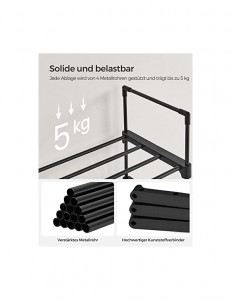 Pantofar cu 10 rafturi, Songmics, 30 x 45 x 174 cm, LSA25BK, Negru - Img 5