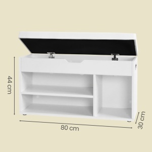 Pantofar tip banca cu depozitare Vasagle Alb 80x30.3x44 cm - Img 3