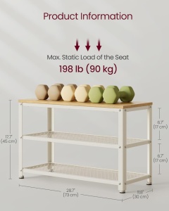 Pantofar Vasagle Alb 30 x 73 x 45 cm - Img 3