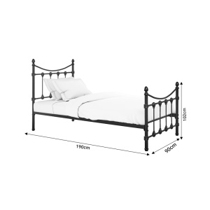 Pat de 1 persoana Beowulf Pako World Negru 90x190x102 cm - Img 5