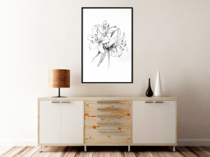 Poster - Sketch of Lillies, cu Ramă neagră, 40x60 cm - Img 2