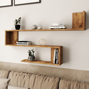 Raft de perete Belinda culoarea sonoma 120x14.5x71.4cm - Img 2