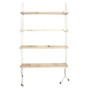 Raft de perete Rabia lemn masiv culoare lemn natural 99x16x170cm - Img 2