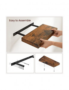 Raft de perete, Vasagle, Maro Rustic, LWS26BX, 60 x 20 x 3.8 cm - Img 6